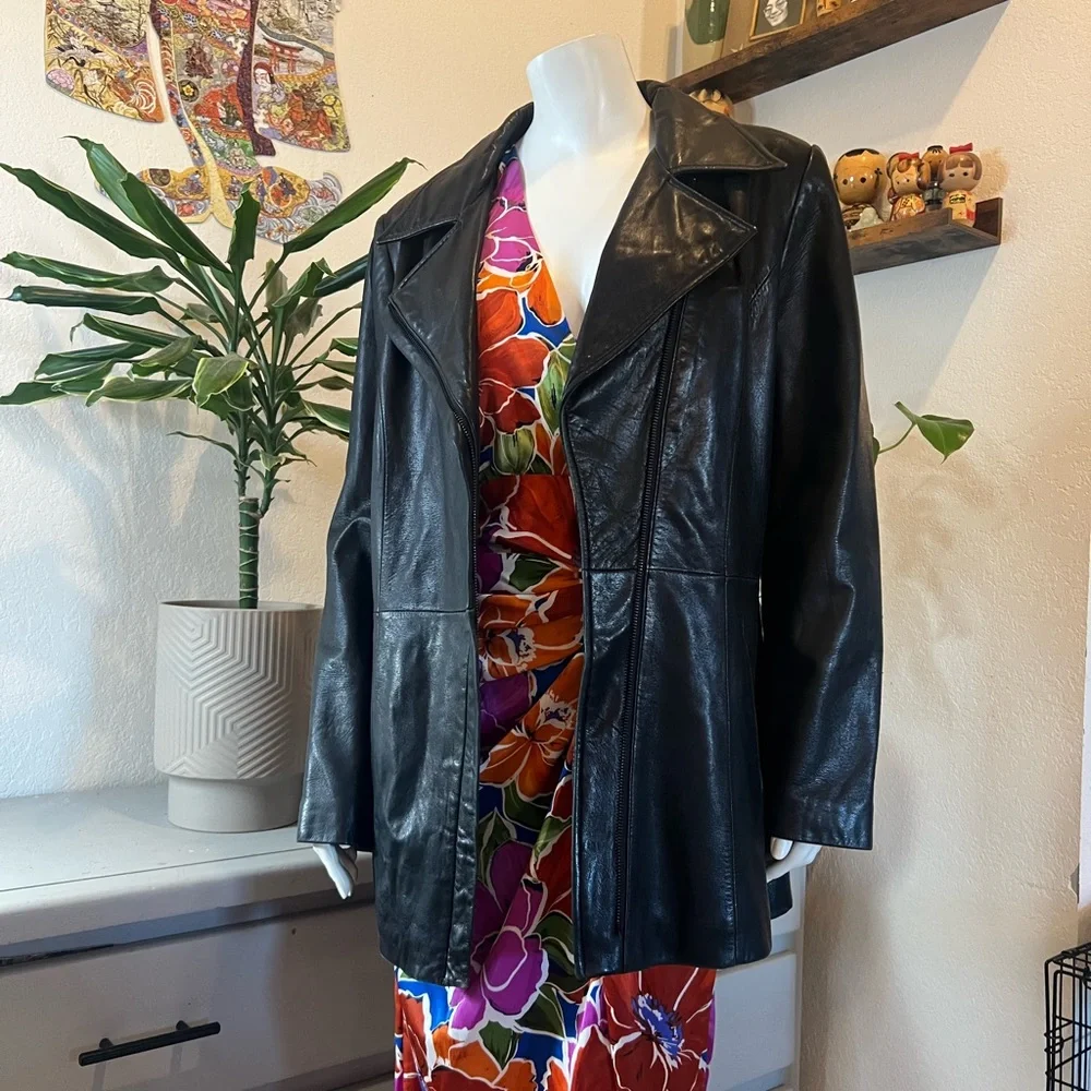 Jones New York Black Leather Women's Jacket - Picture 4 of 12